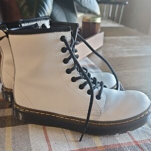 Dr. Martens White Lace-Up Combat Boots